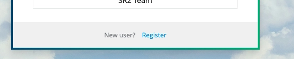 Screenshot of register link at bottom of login screen